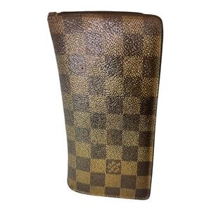 Authentic Louis Vuitton Damier Ebene Coated Canvas Leather Sarah Long Wallet